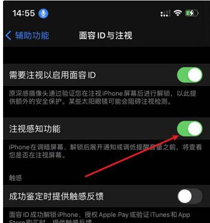 白碱滩苹果14维修网点分享iPhone14注视感知功能有什么用 